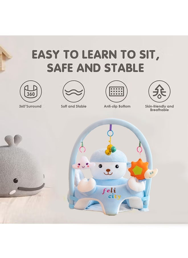 Berma Baby Baby Sitting Support Seat Sofa With Toys Rack, Infant Learning Chair - Crystal Velvet Fabric, PP Cotton Filling, Perfect Toddler Gift to Learn to Sit  - Image 4