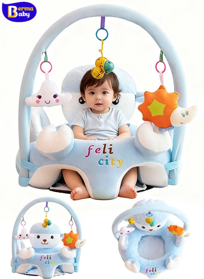 Berma Baby أريكة مقعد داعمة لجلوس الأطفال مع رف ألعاب، كرسي تعليم الرضع - قماش مخملي كريستالي، حشوة من قطن البولي بروبيلين، هدية مثالية للأطفال الصغار لتعلم الجلوس - Image 1