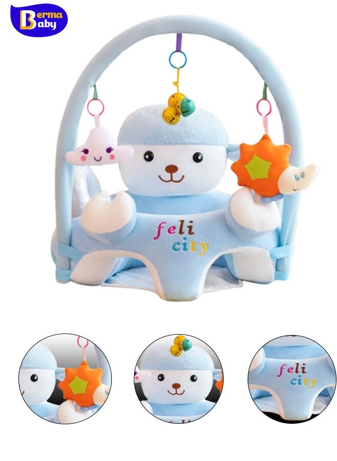 Berma Baby Baby Sitting Support Seat Sofa With Toys Rack, Infant Learning Chair - Crystal Velvet Fabric, PP Cotton Filling, Perfect Toddler Gift to Learn to Sit  - Image 1