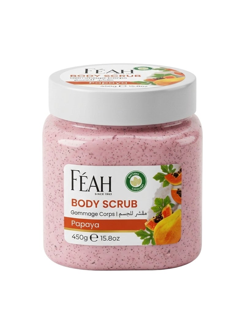 FEAH Papaya Body Scrub 450g | Exfoliating Body Polish for Smooth & Radiant Skin | Deep Cleansing & Dead Skin Removal | Brightening Formula for Even Skin Tone