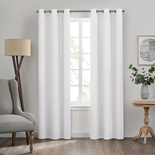 Eclipse Kendall Solid Textured Blackout Thermal Insulated Lining Grommet Window Curtain for Bedroom (1 Panel), 42 in x 84 in, White - Image 2