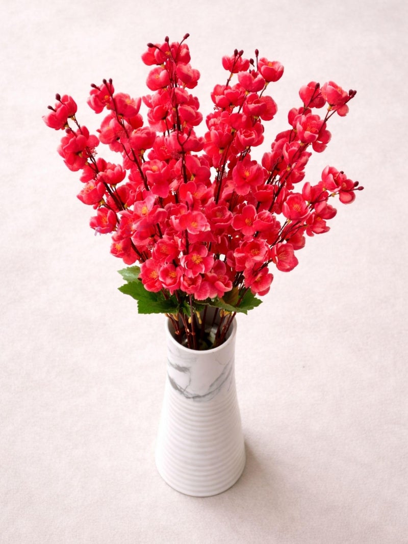 ARTSY® Artificial Flowers Bunch for Decoration Cherry Blossom, Ideal for vase, Home, Office Decor, Gifts, Craft, Artificial Plants for Decoration, Without vase, Maroon, 55 cm Height, Fabric | - Image 2