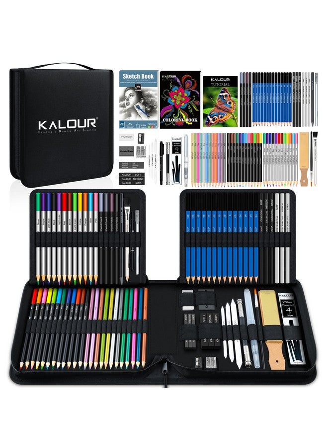 KALOUR 82 Pack Drawing Sketching Kit, Pro Art Supplies with Sketchbook, Include Tutorial,Colored, Graphite, Charcoal, Watercolor,Metallic & Pastel Pencils, Drawing Set for Adults Teens Beginner - Image 1