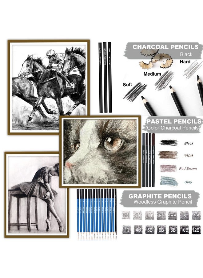 KALOUR 82 Pack Drawing Sketching Kit, Pro Art Supplies with Sketchbook, Include Tutorial,Colored, Graphite, Charcoal, Watercolor,Metallic & Pastel Pencils, Drawing Set for Adults Teens Beginner - Image 4