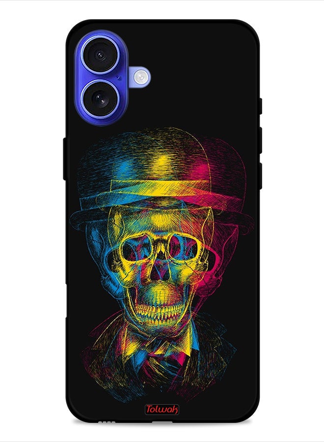 Tolwak Apple iPhone 16 Plus Protective Case Cover Skull Colorful Hat Fantasy Art - Image 1