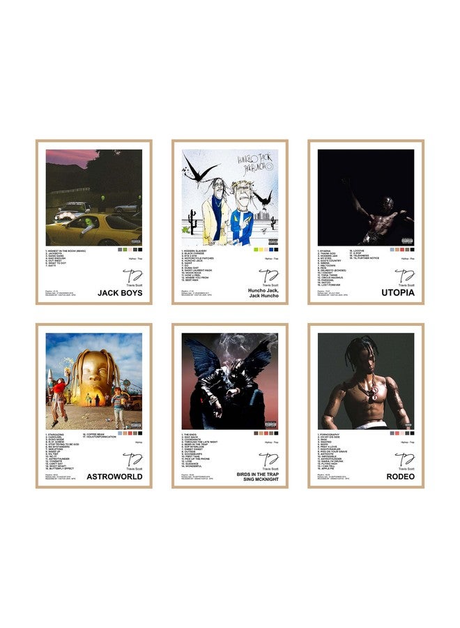 CodersParadise Paper Pack Of 6 - Travis Scott Music Album Art Wall Posters 8X12 Inch (A4 Size) Included Glue Dots Wall Decor Posters Wall Art For Bedroom, Living Room, Office - Image 1