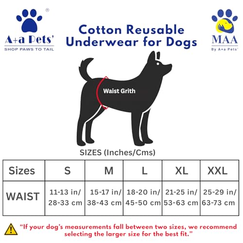 A+a Pets' MAA' Cotton Dog Underwear Diaper – Stretchable, Comfortable, Washable & Reusable (Red L) - Image 3