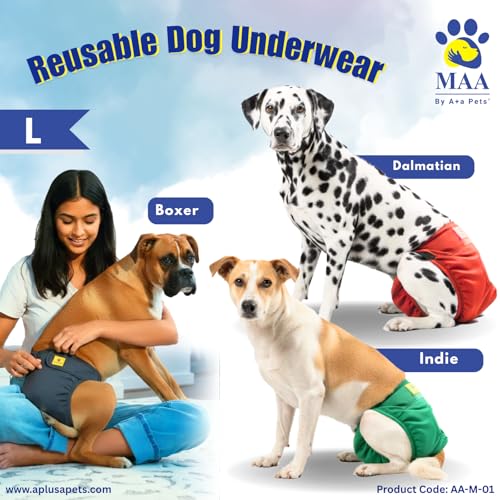 A+a Pets' MAA' Cotton Dog Underwear Diaper – Stretchable, Comfortable, Washable & Reusable (Red L) - Image 2