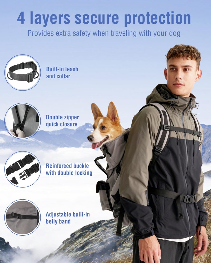 Moysoon Dog Backpack for Small & Medium Dogs â€“ 4-Layer Safety Pet Carrier with Thick Shoulder Straps, Detachable Waist Bag, Breathable Mesh & Storage Pockets for Travel & Hiking - Image 3