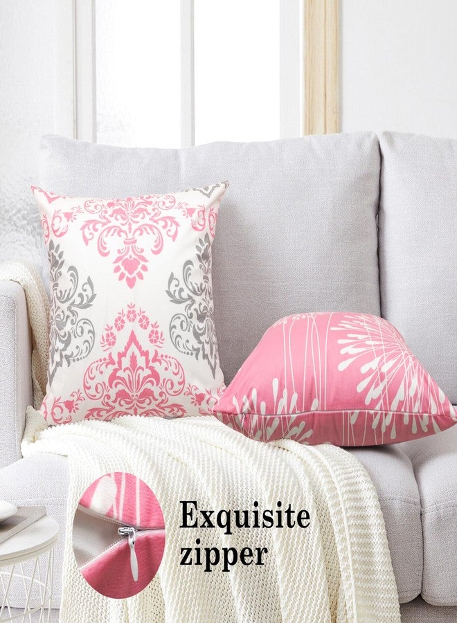 Coliuso Decorative Throw Pillow Covers 18x18 Set of 4, Pink and White Modern Simple Square Pillow Case Cushion Cover for Sofa Couch Farmhouse Living Room - Image 4