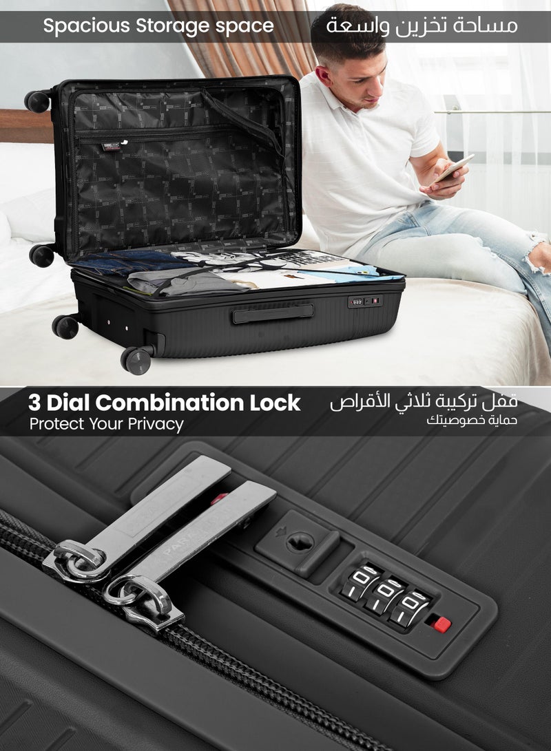 Parajohn Skyline Series Set of 2 Luggage| Small 10KG & Large 30KG Polypropylene 8 Wheel Trolley Hardsided Travel Suitcase - Jet Black - Image 5