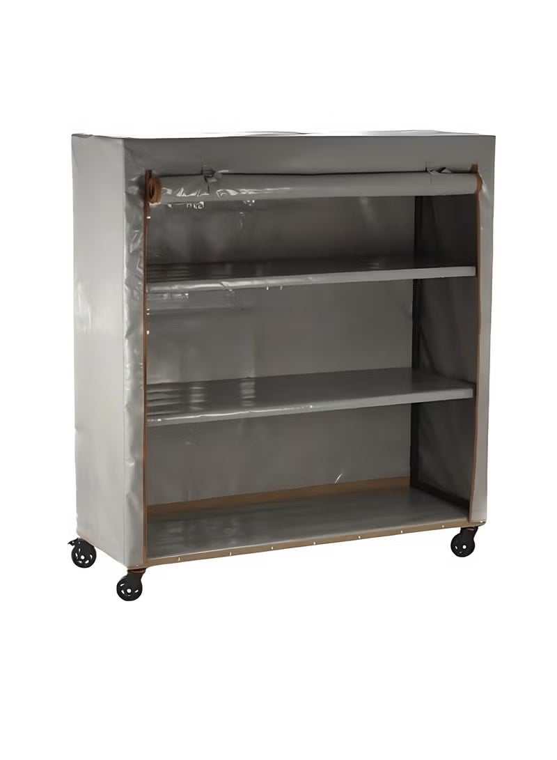Bin Amaar Multi Tiers Dust Proof Rack Storage Portable Steel Stack able Storage Rack Cabinet Organizer Multipurpose Storage Rack 130x130x50cm Grey - Image 1