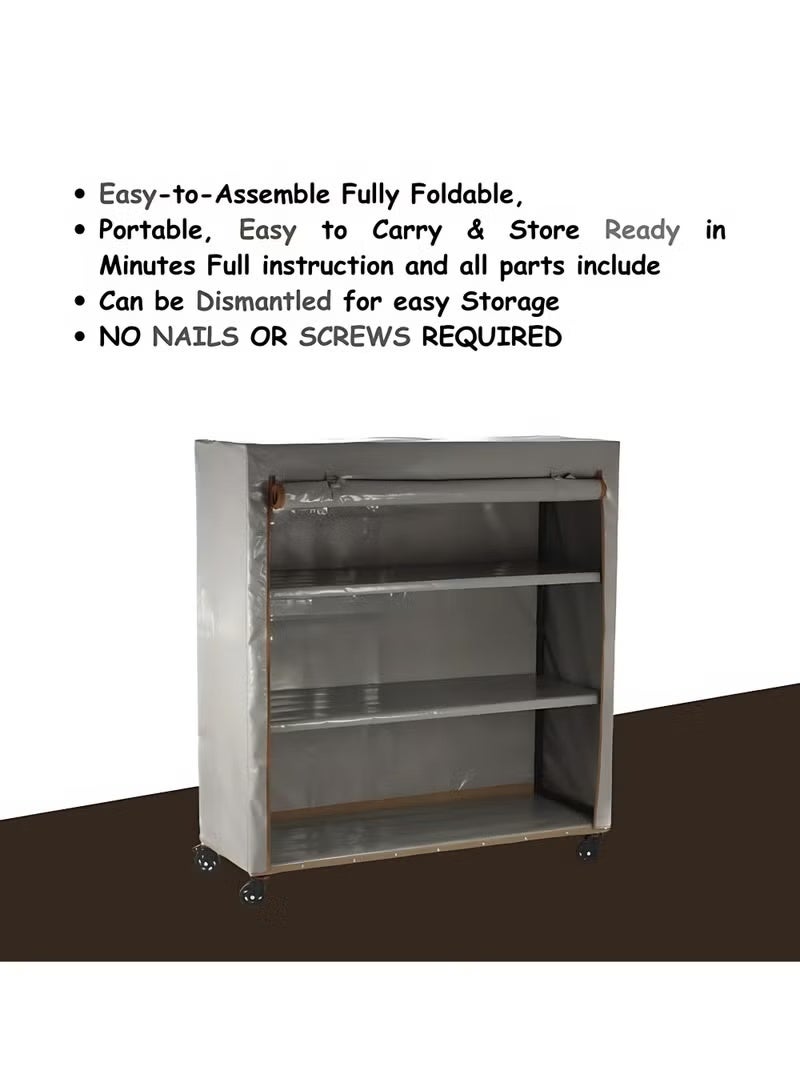 Bin Amaar Multi Tiers Dust Proof Rack Storage Portable Steel Stack able Storage Rack Cabinet Organizer Multipurpose Storage Rack 130x130x50cm Grey - Image 2