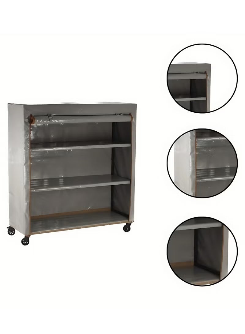 Bin Amaar Multi Tiers Dust Proof Rack Storage Portable Steel Stack able Storage Rack Cabinet Organizer Multipurpose Storage Rack 130x130x50cm Grey - Image 4
