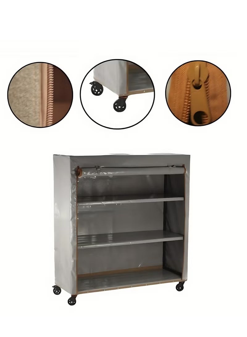 Bin Amaar Multi Tiers Dust Proof Rack Storage Portable Steel Stack able Storage Rack Cabinet Organizer Multipurpose Storage Rack 130x130x50cm Grey - Image 3