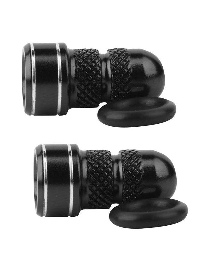 Thoraya 1Pair Aluminum Alloy Anodized Bike Tire Rim Wheel Air Valve Anti dust Cover Caps (Black)  - Image 2