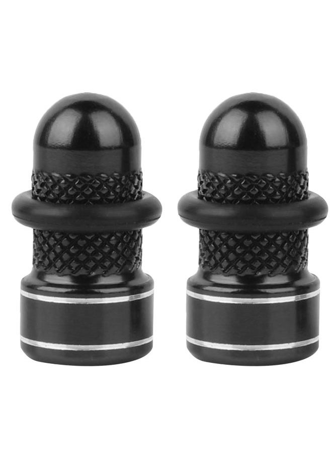 Thoraya 1Pair Aluminum Alloy Anodized Bike Tire Rim Wheel Air Valve Anti dust Cover Caps (Black)  - Image 1