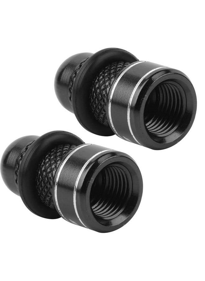 Thoraya 1Pair Aluminum Alloy Anodized Bike Tire Rim Wheel Air Valve Anti dust Cover Caps (Black)  - Image 3