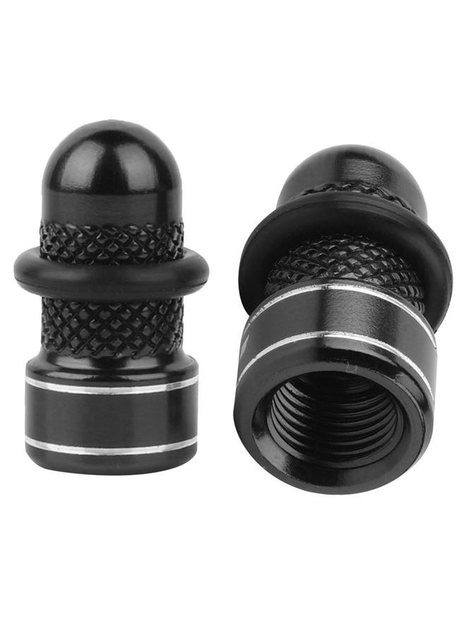 Thoraya 1Pair Aluminum Alloy Anodized Bike Tire Rim Wheel Air Valve Anti dust Cover Caps (Black)  - Image 4
