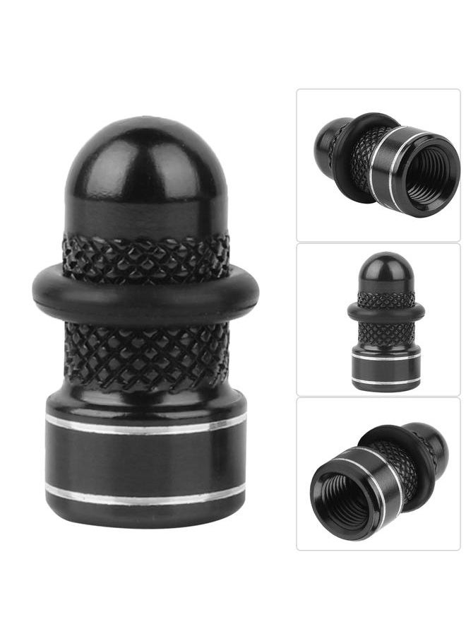 Thoraya 1Pair Aluminum Alloy Anodized Bike Tire Rim Wheel Air Valve Anti dust Cover Caps (Black)  - Image 5