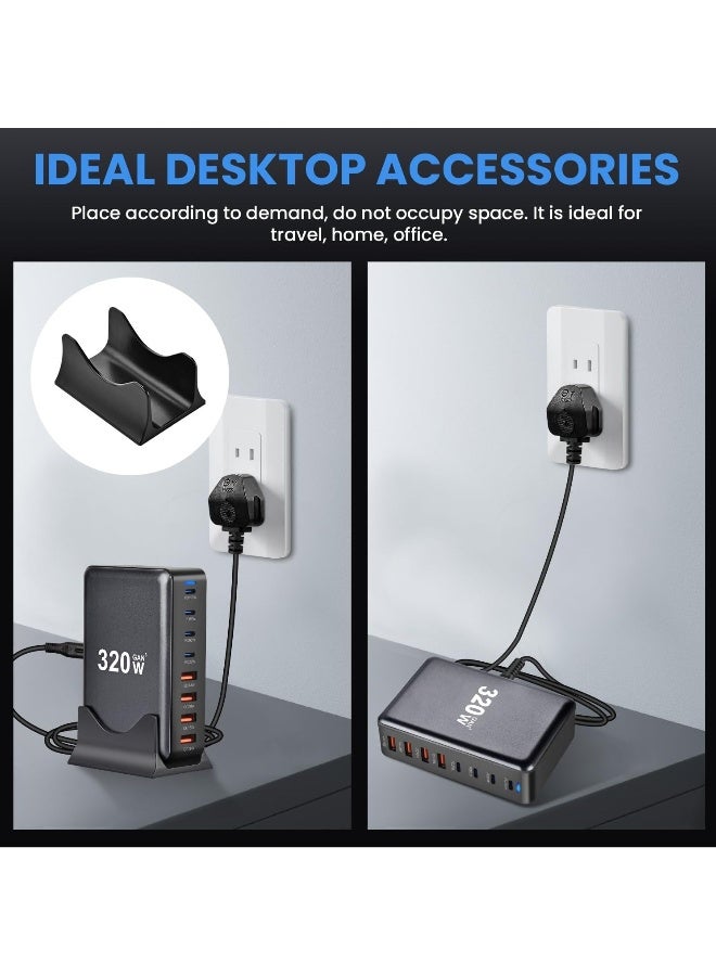 General 320W USB C Charger, 8 Port Fast Charging Station Type C Hub,PD 100W/65W/20/W Laptop Charger Adapter for iPad iPhone 15 14 13 12 11 Pro Max etc  - Image 3