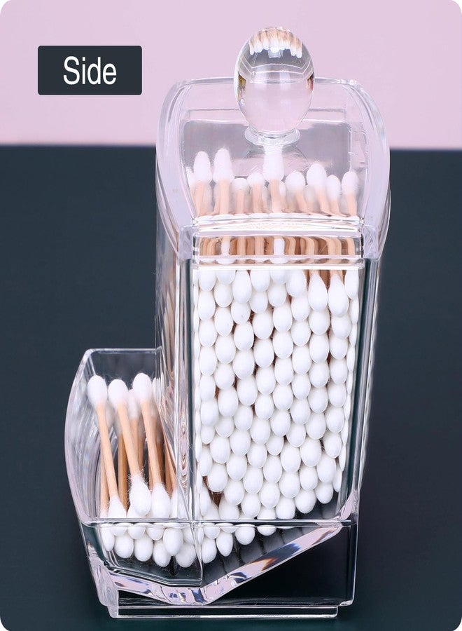 MOSIKER 10oz Clear Acrylic Small Qtip Holder,Swab Dispenser Cotton Ball Jars Bathroom Organizer with Lid - Image 5
