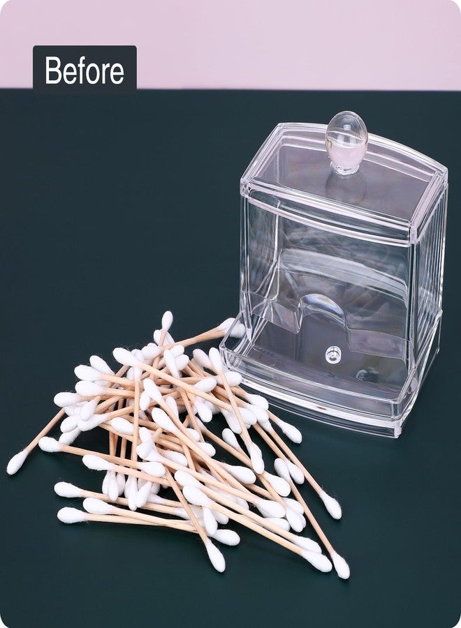 MOSIKER 10oz Clear Acrylic Small Qtip Holder,Swab Dispenser Cotton Ball Jars Bathroom Organizer with Lid - Image 3