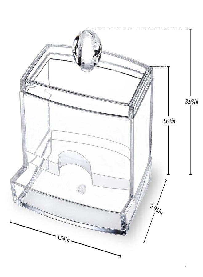 MOSIKER 10oz Clear Acrylic Small Qtip Holder,Swab Dispenser Cotton Ball Jars Bathroom Organizer with Lid - Image 2