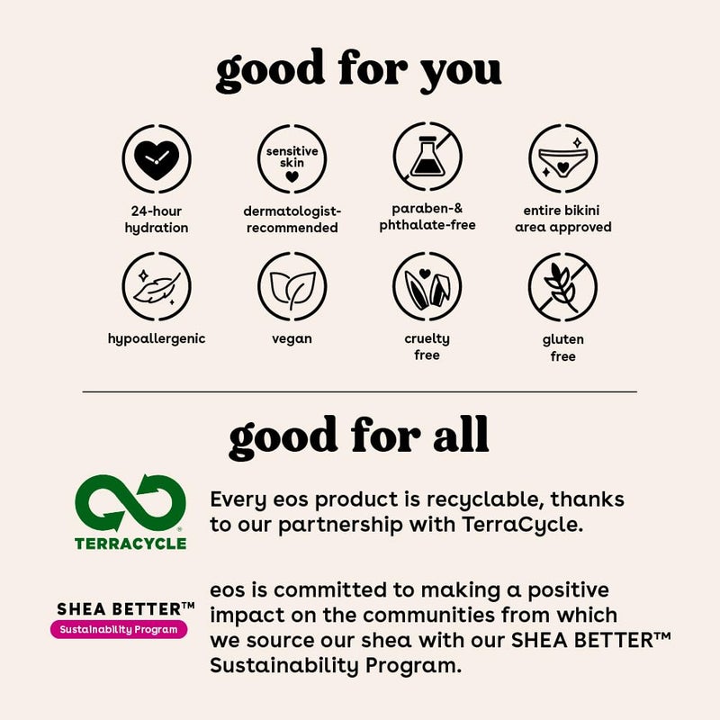 eos Shea Better Shaving Cream for Women - Variety Pack: Vanilla Bliss + Lavender | Shave Cream, Skin Care and Lotion with Shea Butter and Aloe | 24 Hour Hydration | 7 fl oz | Pack of 2 - Image 5