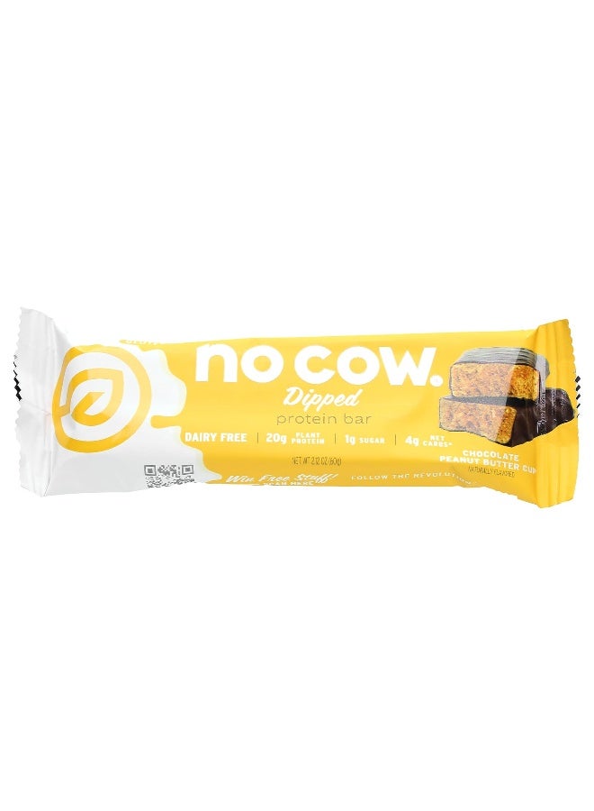No Cow No Cow, Dipped Protein Bar, Chocolate Peanut Butter Cup, 12 Bars, 2.12 oz (60 g) Each - Image 3
