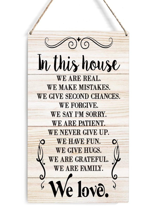 GUDIAO Farmhouse House Rules Quote Wooden Sign Wall Decor Rustic in This House We are Real Wood Plaque Hanging Sign Decoration for Home Door 8 x 10 - Image 1