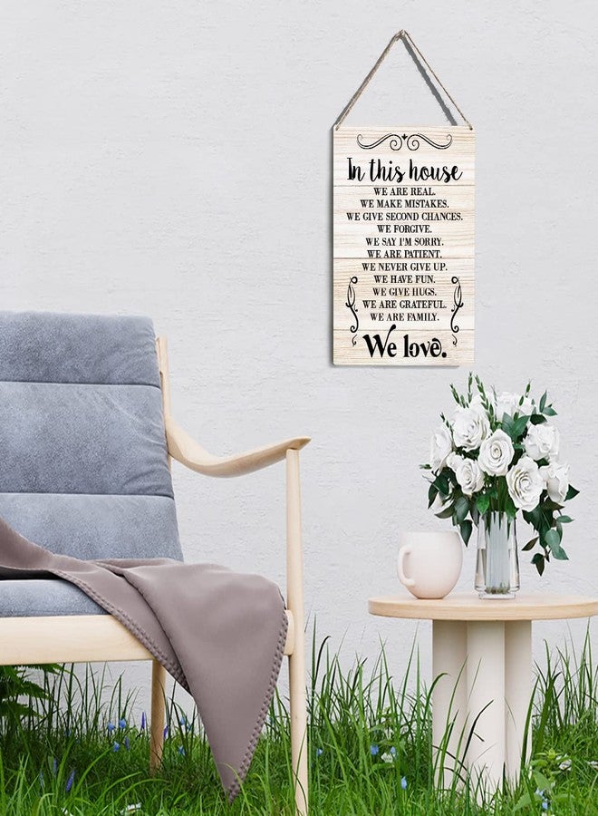 GUDIAO Farmhouse House Rules Quote Wooden Sign Wall Decor Rustic in This House We are Real Wood Plaque Hanging Sign Decoration for Home Door 8 x 10 - Image 5