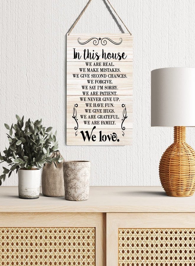 GUDIAO Farmhouse House Rules Quote Wooden Sign Wall Decor Rustic in This House We are Real Wood Plaque Hanging Sign Decoration for Home Door 8 x 10 - Image 3