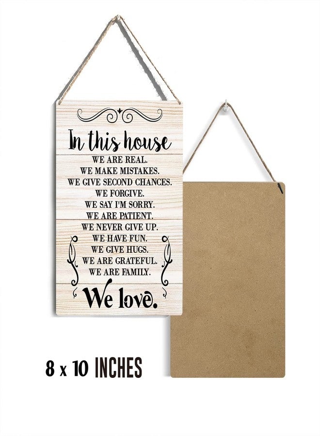GUDIAO Farmhouse House Rules Quote Wooden Sign Wall Decor Rustic in This House We are Real Wood Plaque Hanging Sign Decoration for Home Door 8 x 10 - Image 2