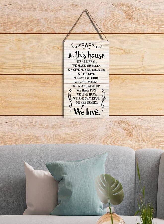 GUDIAO Farmhouse House Rules Quote Wooden Sign Wall Decor Rustic in This House We are Real Wood Plaque Hanging Sign Decoration for Home Door 8 x 10 - Image 4