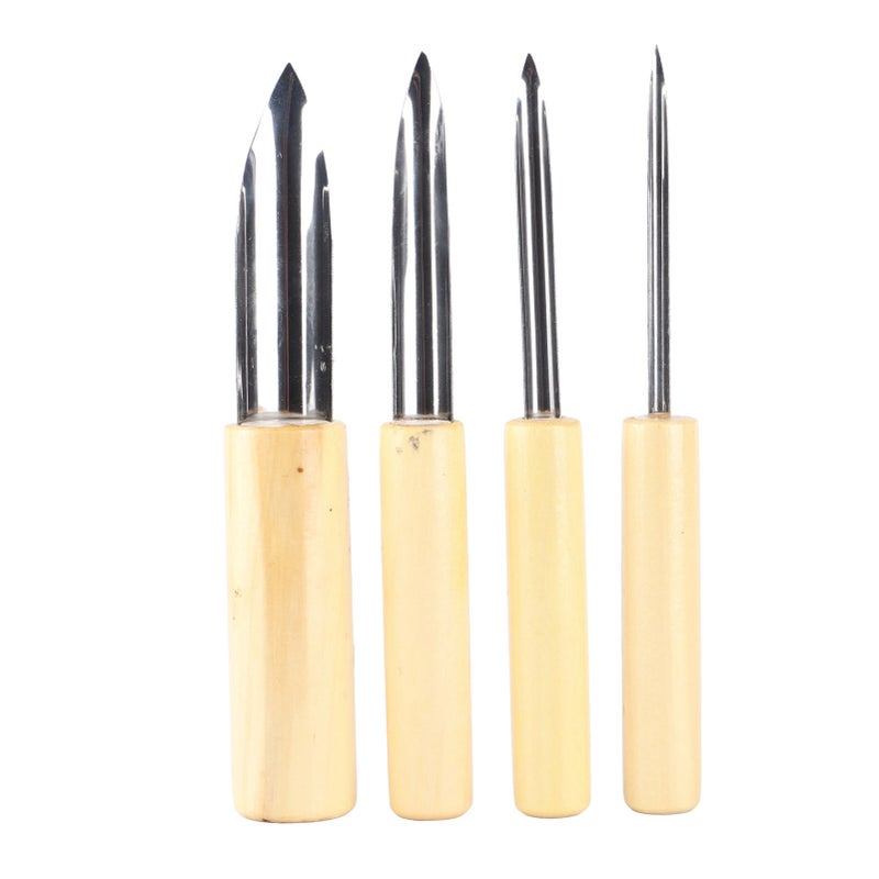 4pcs Semi Round Clay Hole Cutter Stainless Steel Pottery Punch Hole Sculpting Tool - Image 1