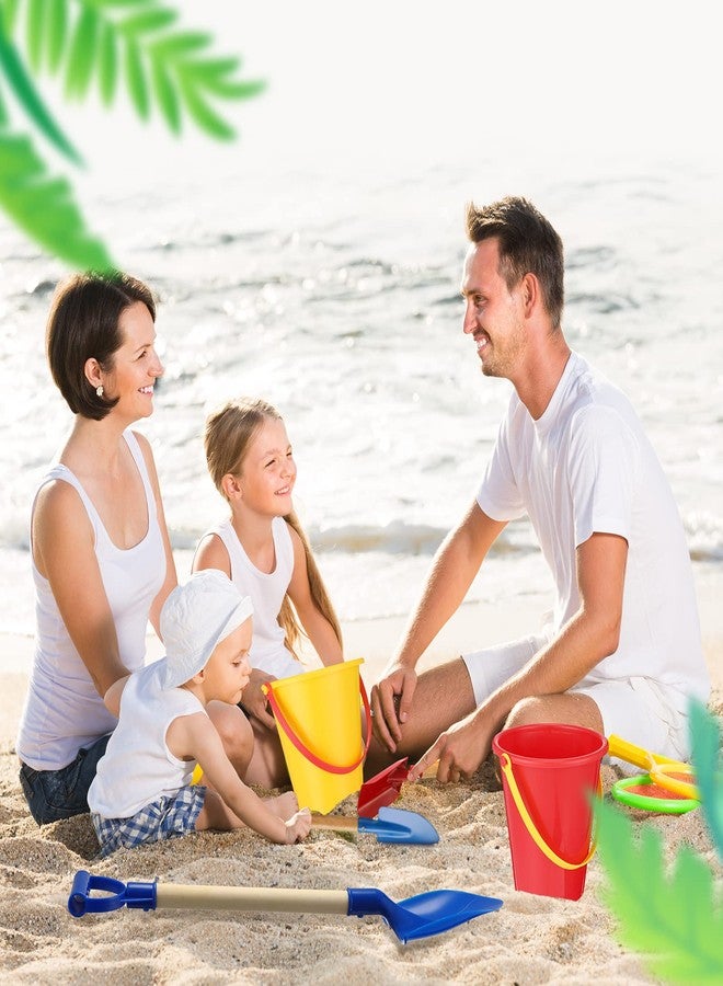 Jexine 12 Pcs Sand Buckets and Shovels for Kids Beach Sand Toys Bulk 12 Plastic Beach Buckets and 12 22 Inches Gardening Shovel with Wooden Handle Summer Toys for Boys and Girls, 4 Colors - Image 4