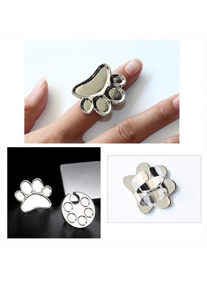 MWOOT Mwoot 2 Pieces Nail Art Palette Finger Rings, Mini Polish Holder Drawing Color Palette, Nail Art Painting Gel Palette Manicure Tool, Cosmetic Artist Mixing Palette - Image 5