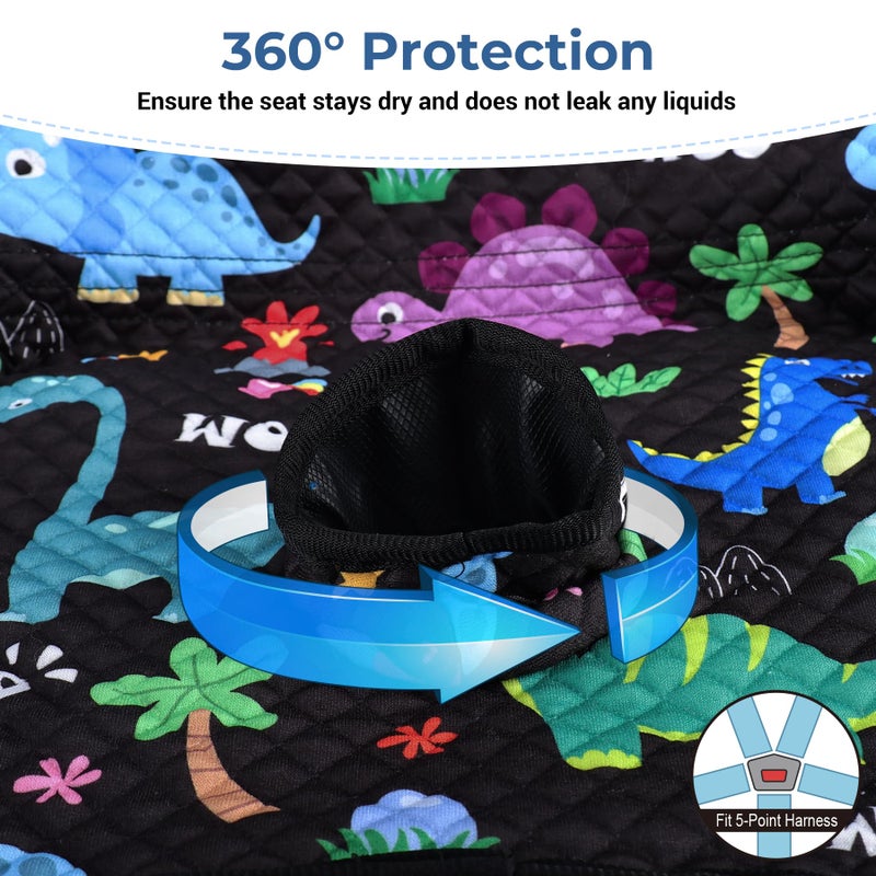 COOLBEBE Car Seat Protector for Potty Training, 2 Pack Dry Waterproof Car Seat Liner Toilet Training for Baby Infant Toddler, Piddle Pads Cover Pad for Strollers & Carseat (Dinosaur,2PC) - Image 5