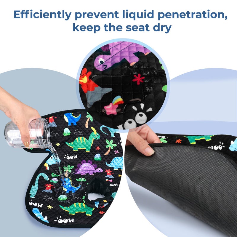 COOLBEBE Car Seat Protector for Potty Training, 2 Pack Dry Waterproof Car Seat Liner Toilet Training for Baby Infant Toddler, Piddle Pads Cover Pad for Strollers & Carseat (Dinosaur,2PC) - Image 3
