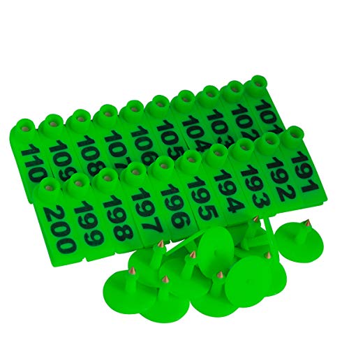 GoldPaddy 101-200 Number Plastic Tags Livestock Animal Ear Tag for Marking Pigs Cattle Sheep(Green) - Image 5