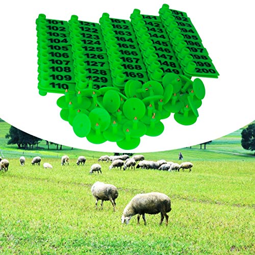 GoldPaddy 101-200 Number Plastic Tags Livestock Animal Ear Tag for Marking Pigs Cattle Sheep(Green) - Image 3