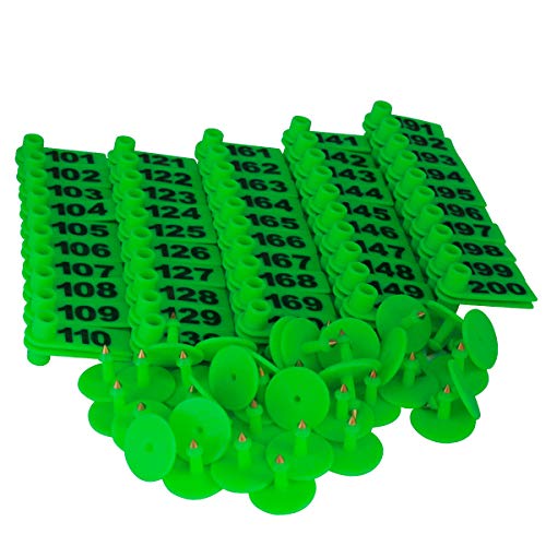 GoldPaddy 101-200 Number Plastic Tags Livestock Animal Ear Tag for Marking Pigs Cattle Sheep(Green) - Image 1