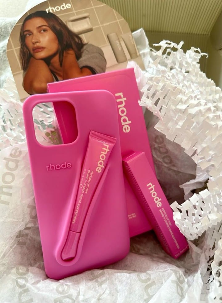 Rhode iPhone 14 Pro Max Silicone Lip Holder for Cell Phone, Lip Gloss Adhesive Sleeve for Phone, Lip Holder Stick-on Phone Case, Back Stick On Holder for Rhode iPhone 14 Pro Max(Shortcake) - Image 1