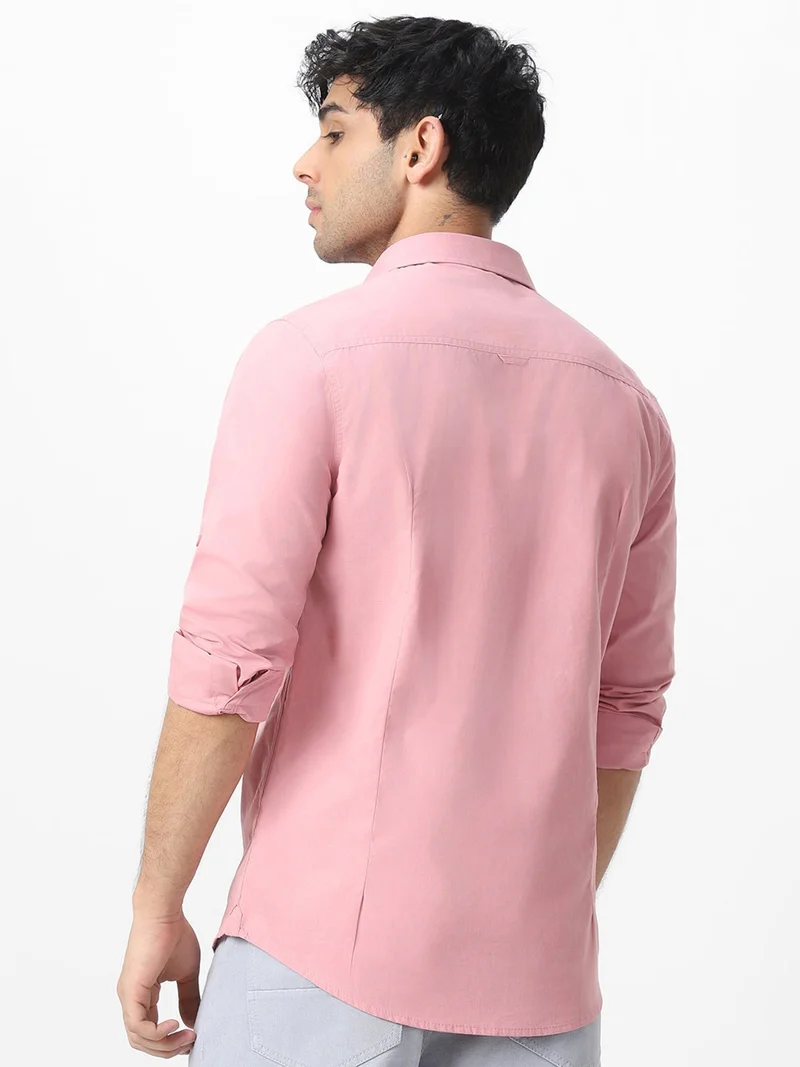 Urbano Fashion  Urbano Fashion Men's Pink Cotton Full Sleeve Regular Fit Casual Solid Shirt  | Best Price UAE