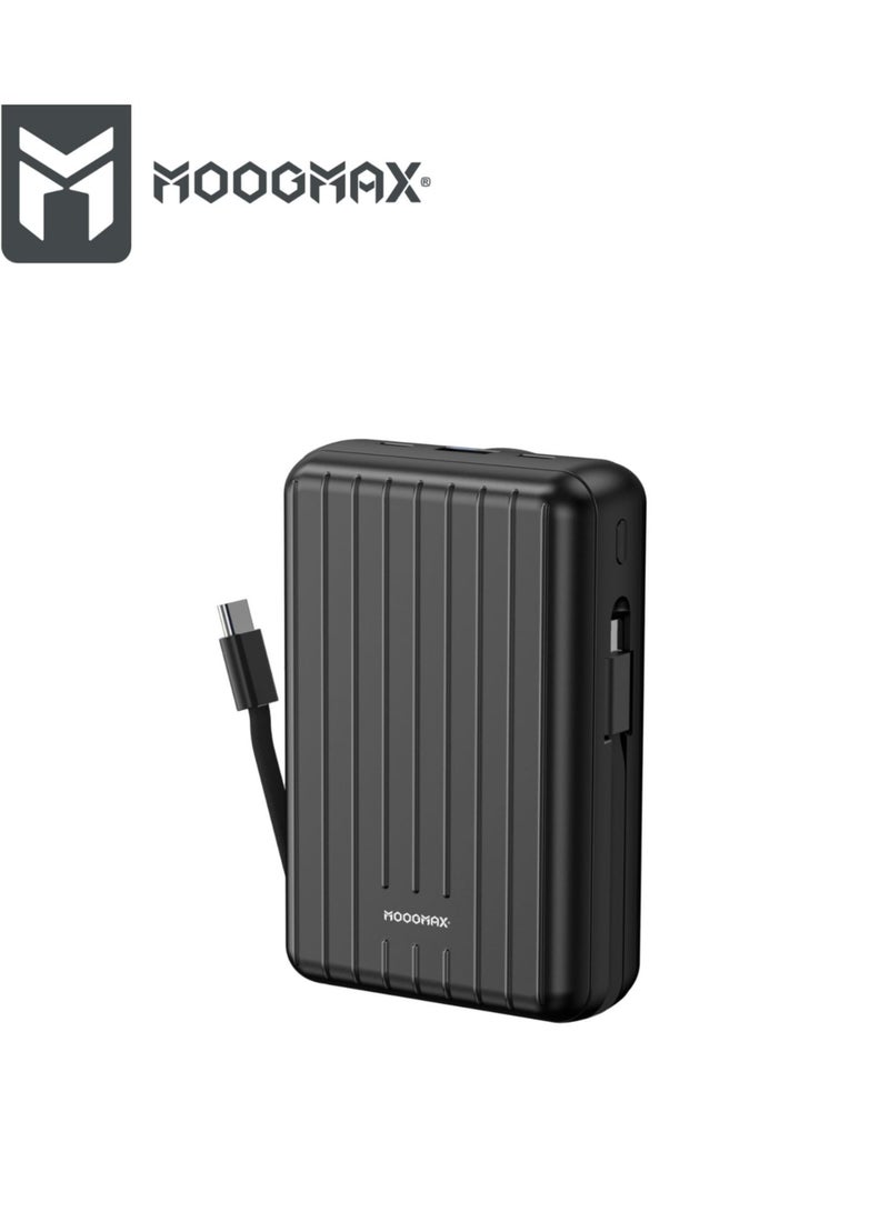 MOOGMAX MX219 MOOGMAX (prone) TRUNK SERIES RETRO  22.5W Magnetic Wireless Charger – 20000mAh High-Capacity Power Bank with 15W Output and Integrated Cables (BLACK) - Image 2