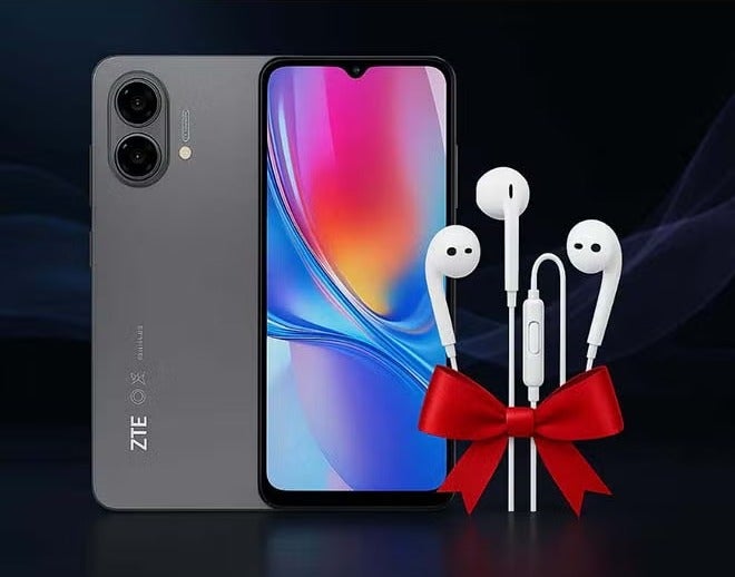 ZTE هاتف زTE Blade A35e ثنائي الشريحة رمادي فضي 2+4GB RAM 64GB 4G - نسخة الشرق الأوسط & سماعات Riversong MelodyJ+ EA159 السلكية مع جاك صوت 3.5 مم - صوت عميق جداً، صوت ستيريو عالي الدقة، ميكروفون مدمج، تقليل الضوضاء، تحكم عن بعد مدمج - حزمة بيضاء - Image 1