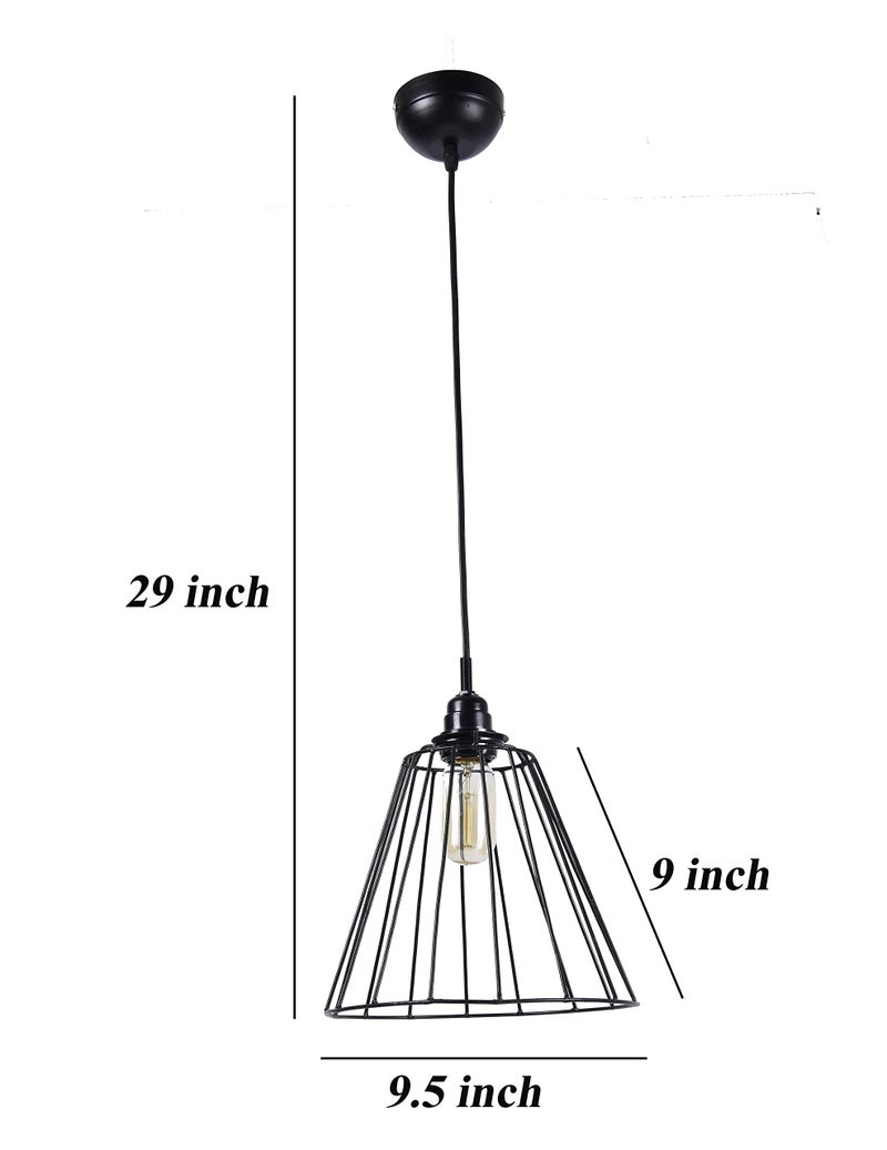 tu casa HG-12 Triangle Metal Wire Pendant Light | E27 Iron Holder Hanging Lamp 9x9.5x29 cm | Modern Ceiling Light for Home, Café, Restaurant & Office | Corded Electric (Bulb Not Included) - Image 4