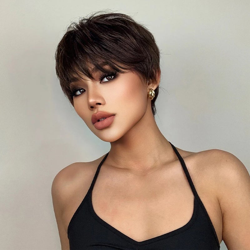 Women's Wig 1 Pc Ss193 Premium High-Temperature Synthetic Material - Natural-Looking Fluffy Texture Short Layered Pixie Cut Wig for Summer Daily Wear Youthful Style Seekers - Image 2