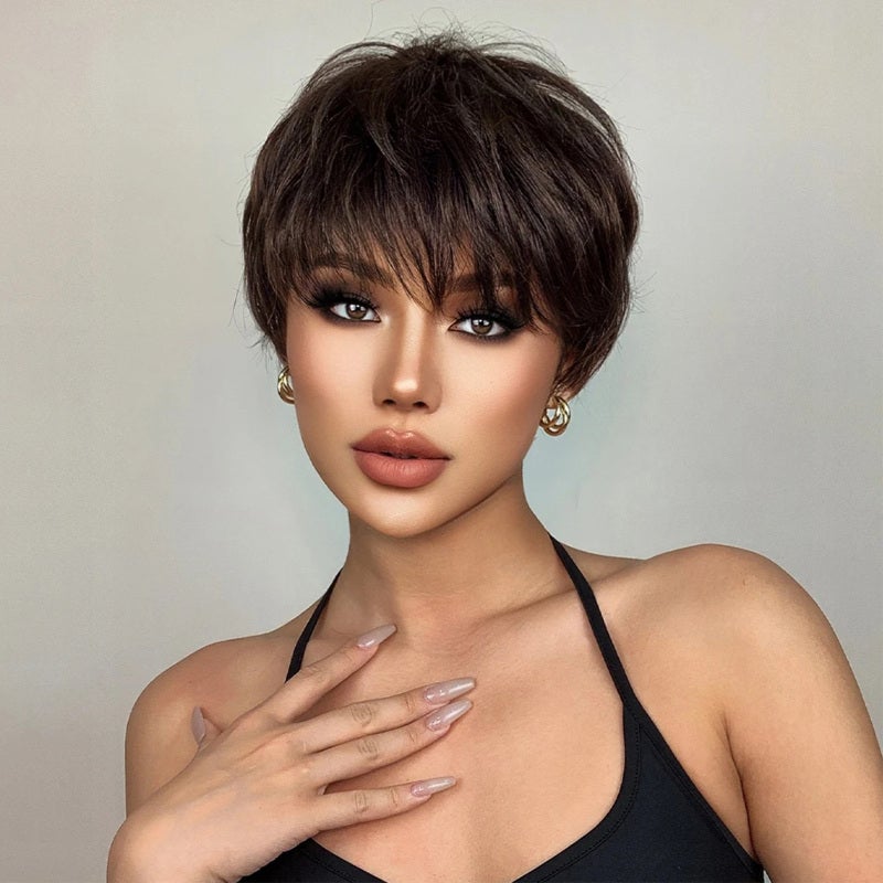 Women's Wig 1 Pc Ss193 Premium High-Temperature Synthetic Material - Natural-Looking Fluffy Texture Short Layered Pixie Cut Wig for Summer Daily Wear Youthful Style Seekers - Image 5